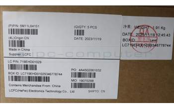 Lenovo 5M11L64151 MECH_ASM KBD W C POR BKLT LTN UK BK