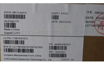 Lenovo 5M11L64314 MECH_ASM KBD W C CSA BKLT LTN UK GY