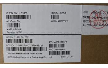 Lenovo 5M11L65385 MECH_ASM FRU KBCCV IND ENG BL(LTN)USBK