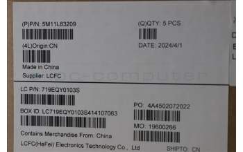 Lenovo 5M11L83209 MECH_ASM KBDBZL,ITA,WW,BK/GY,SRX