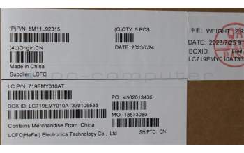 Lenovo 5M11L92315 MECH_ASM FRU KB CCV UKE (SRX) UK BK