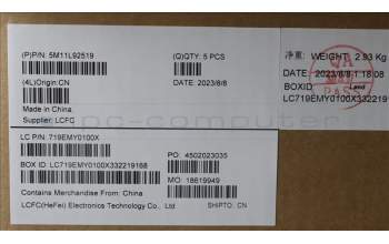 Lenovo 5M11L92519 MECH_ASM FRU KB CCV ARA BL (SRX) US BK