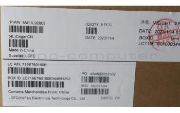 Lenovo 5M11L92808 MECH_ASM KBD w/CVR BEL BL (SUN) UK BK