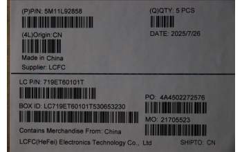 Lenovo 5M11L92858 MECH_ASM KBD w/CVR HBW BL (CHY) US BK