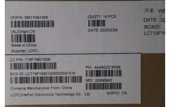 Lenovo 5M11N61068 Lenovo LCD Module, 14\", WUXGA, Non_Touch, Anti-Glare, IPS, 500nit, 100%SRGB, Black, W/8MP+IR MIPI Camera