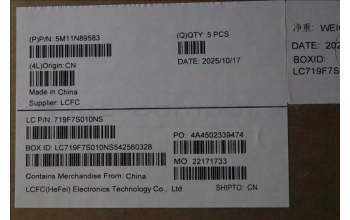 Lenovo 5M11N89583 MECH_ASM BL KB BK MG WW SWE/FIN CHY