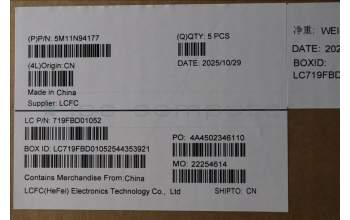 Lenovo 5M11N94177 MECH_ASM FRU KB FRA BL(CHY)UK Bk