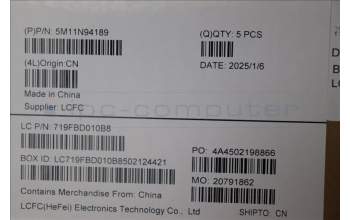 Lenovo 5M11N94189 MECH_ASM FRU KB HUN BL(CHY)UK Bk