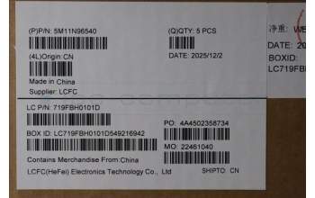 Lenovo 5M11N96540 MECH_ASM FRU KBD CCV GER (CHY) UK BK