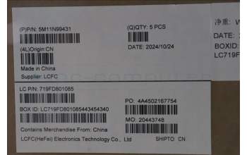 Lenovo 5M11N99431 MECH_ASM BL KB BK ILD SRX