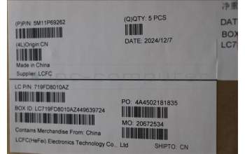 Lenovo 5M11P69262 MECH_ASM BL KB BK/GY FRA SRX