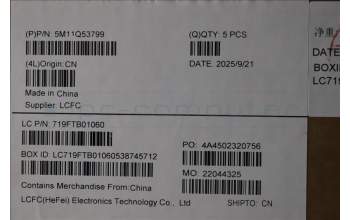 Lenovo 5M11Q53799 MECH_ASM KBD Ccvr GRE BK BL SRX US BK