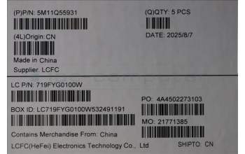Lenovo 5M11Q55931 MECH_ASM GRP_KBD_BZL_BUL_WL_DB_CHY