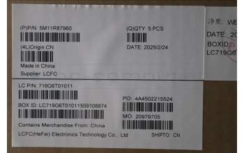 Lenovo 5M11R87960 MECH_ASM GRP_KBD_BZL_UKE_WL_BKGY_LTN