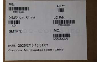 Lenovo 5M11R87999 Lenovo LCD Module, 14\", 2.8K, Touch, Anti-reflection, Anti-smudge, OLED, 500nit, 100%DCI-P3, w/8MP RGB+IR MIPI Camera