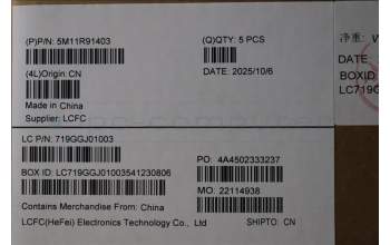 Lenovo 5M11R91403 MECH_ASM BL KB GY FPR ARA CHY