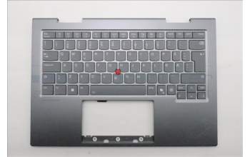 Lenovo 5M11R91447 C-Cover with keyboard, Norwegian, Grey, Backlight, FingerPrint Reader