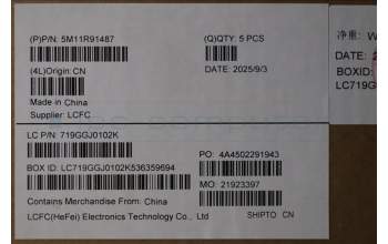Lenovo 5M11R91487 MECH_ASM BL KB GY FPR WW CZE/SLK CHY