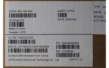 Lenovo 5M11R91502 MECH_ASM BL KB GY FPR WW GER LTN