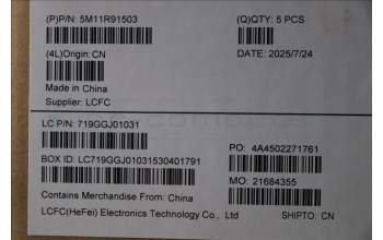Lenovo 5M11R91503 MECH_ASM BL KB GY FPR WW GRE CHY