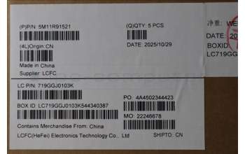 Lenovo 5M11R91521 MECH_ASM BL KB GY FPR WW NOR CHY