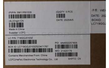 Lenovo 5M11R91535 MECH_ASM BL KB GY FPR WW SWS CHY