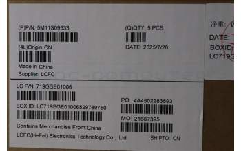 Lenovo 5M11S09533 C-Cover with keyboard, Belgian, Black, Backlight, UK