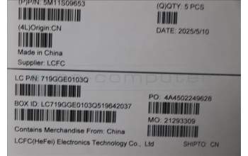 Lenovo 5M11S09653 MECH_ASM BL KB BK WW POR LTN