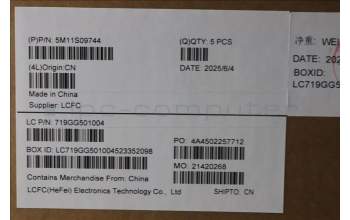 Lenovo 5M11S09744 MECH_ASM FRU KBD W/C ENG BL (CHY) US BK