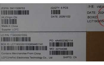 Lenovo 5M11S09753 MECH_ASM FRU KBD W/C ARA BL (LTN) US BK