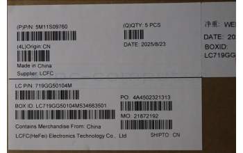 Lenovo 5M11S09760 MECH_ASM FRU KBD W/C DEN BL (CHY) UK BK