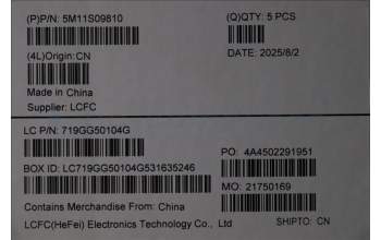 Lenovo 5M11S09810 MECH_ASM FRU KBD W/C SLV BL (SRX) UK BK