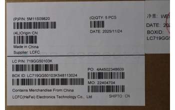 Lenovo 5M11S09820 MECH_ASM FRU KBD W/C SWS BL (CHY) UK BK