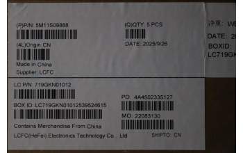 Lenovo 5M11S09888 MECH_ASM FRU IRL KBD W/C BEL (CHY) UK BK