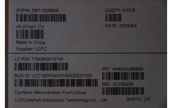 Lenovo 5M11S09908 MECH_ASM FRU IRL KBD W/C POR (CHY) UK BK