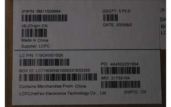 Lenovo 5M11S09994 MECH_ASM FRU KBD W/C ITA BL(CHY)UK BK