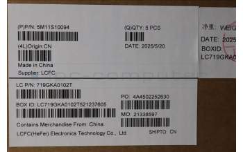 Lenovo 5M11S10094 MECH_ASM FRU KBD CCV ARA(Primax)US BK