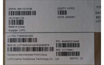 Lenovo 5M11S10106 MECH_ASM FRU KBD CCV GRE(Primax)US BK