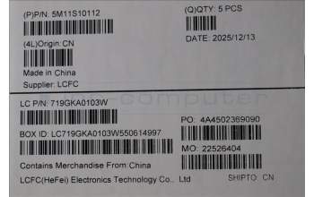 Lenovo 5M11S10112 MECH_ASM FRU KBD CCV ITA(Primax)UK BK