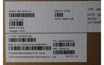 Lenovo 5M11S10114 MECH_ASM FRU KBD CCV NOR(Primax)UK BK