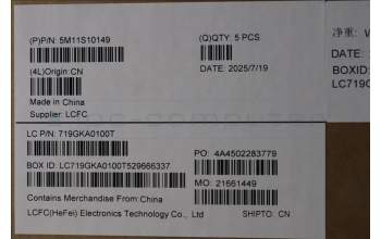 Lenovo 5M11S10149 MECH_ASM FRU KBD CCV BRL(Chicony)UK BK