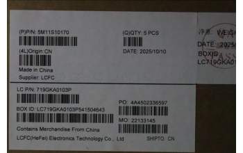 Lenovo 5M11S10170 MECH_ASM FRU KBD CCV DEN BL(Liteon)UK BK