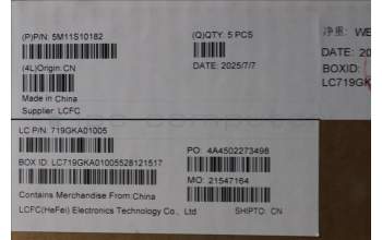 Lenovo 5M11S10182 MECH_ASM FRU KBD CCV GRE BL(Liteon)US BK