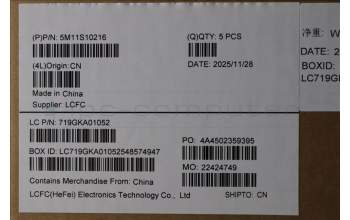 Lenovo 5M11S10216 MECH_ASM FRU KB CCV SWS BL(Primax)UK BK