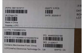 Lenovo 5M11S15717 MECH_ASM BL KB BK MG WW HBW LTN