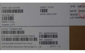 Lenovo 5M11S15780 MECH_ASM BL KB BK MG WW UKR LTN