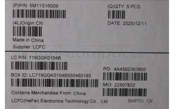 Lenovo 5M11S16009 MECH_ASM BL KB BK WW ARA SRX