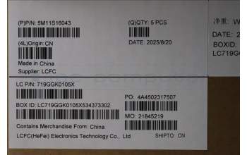 Lenovo 5M11S16043 MECH_ASM BL KB BK WW EST LTN