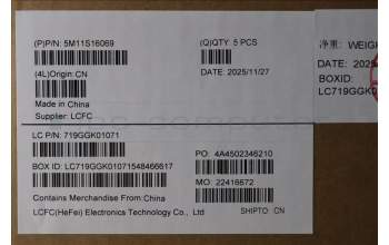 Lenovo 5M11S16069 MECH_ASM BL KB BK WW HUN SRX