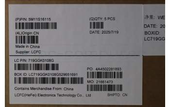 Lenovo 5M11S16115 MECH_ASM BL KB BK WW SPA LTN